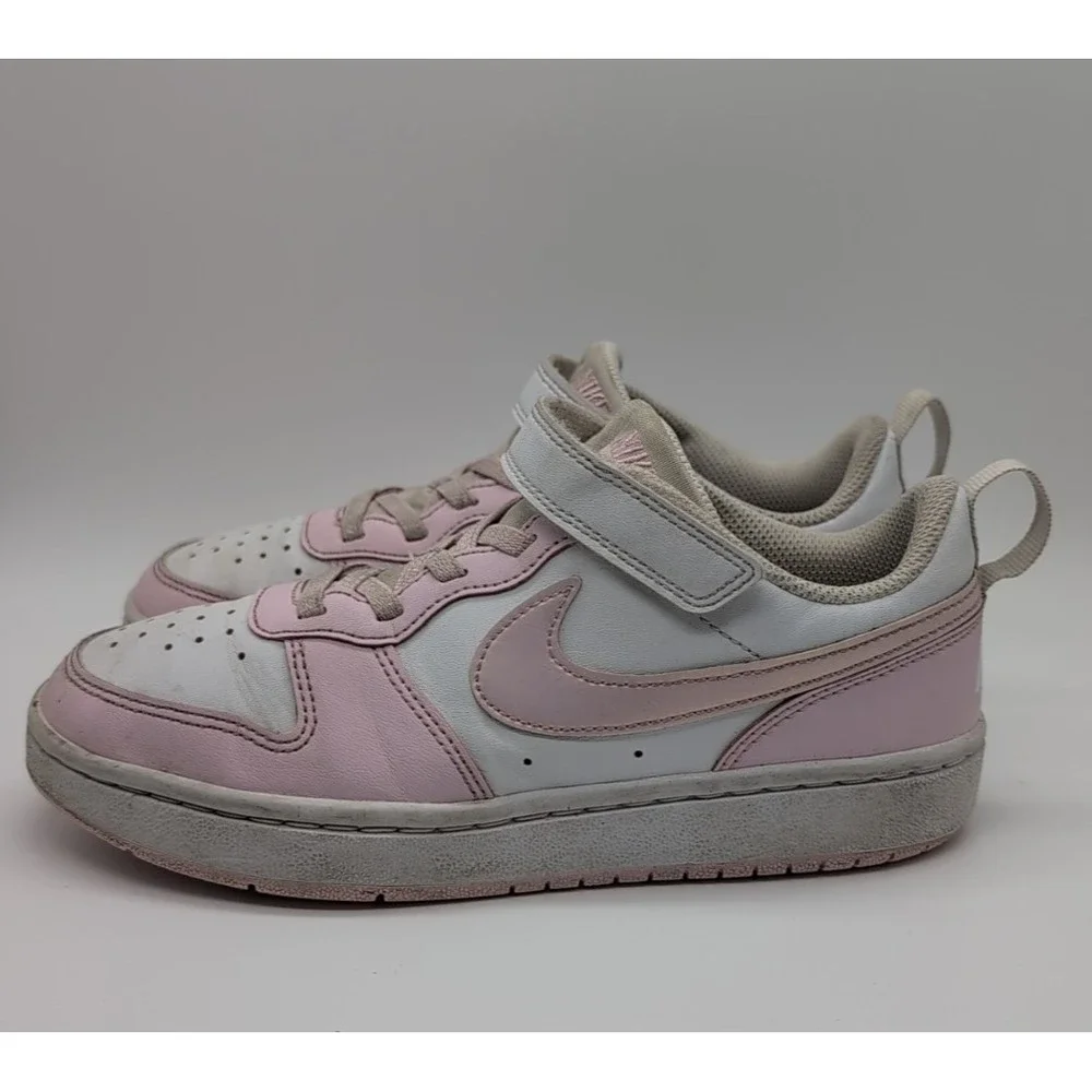Nike Court Borough Low 2 White Pink Foam Youth Girls Size 2Y‎ Sneakers